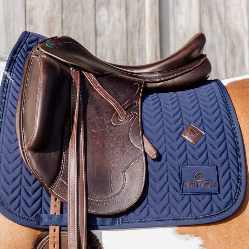 Dressage Saddle Pad Fishbone Competition Navy Blue