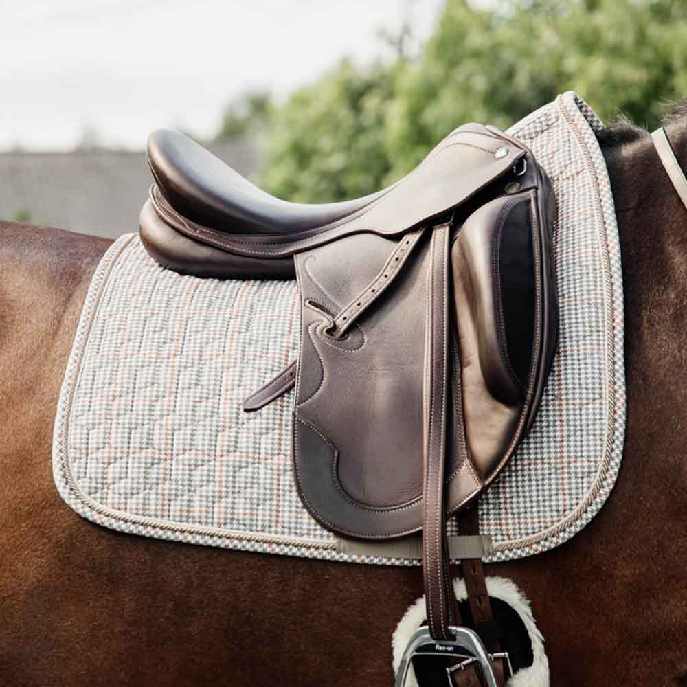 Dressage Saddle Pad Pied-de-Poule Beige