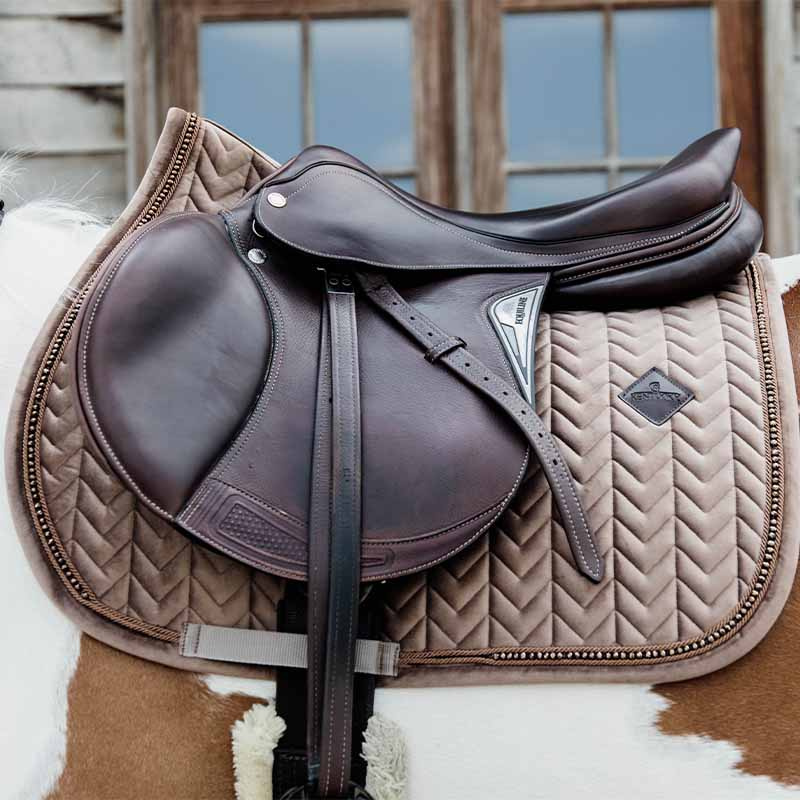 Saddle Pad Velvet Pearls Beige