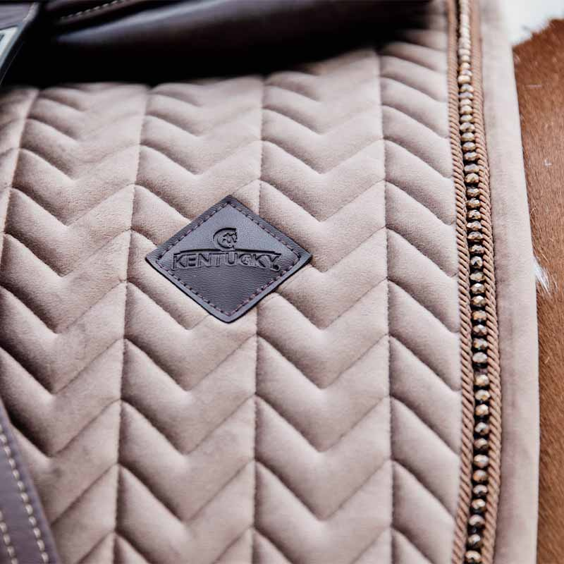 Dressage Saddle Pad Velvet Pearls Beige