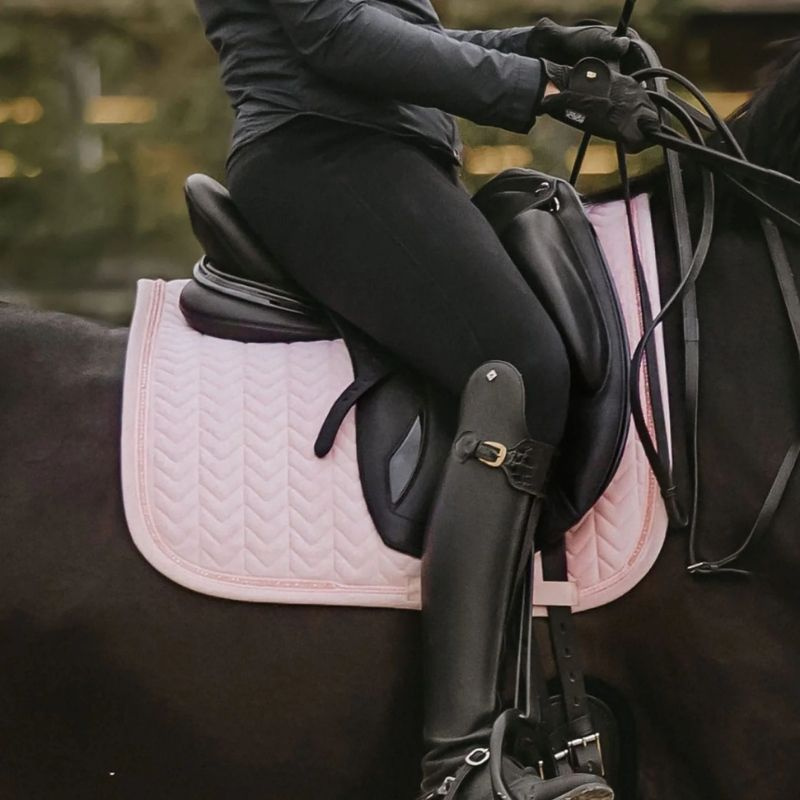 Dressage Saddle Pad Velvet Pearls Pink