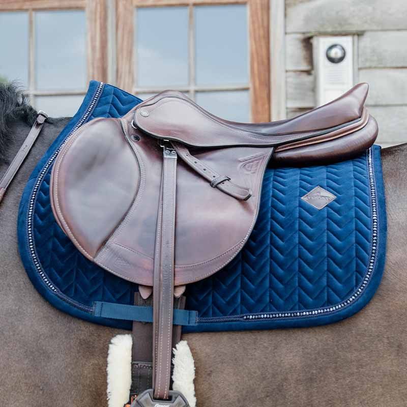 Saddle Pad Velvet Pearls Navy