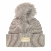 Beanie Hat Pompom Beige Beanie Hat Pompom Beige