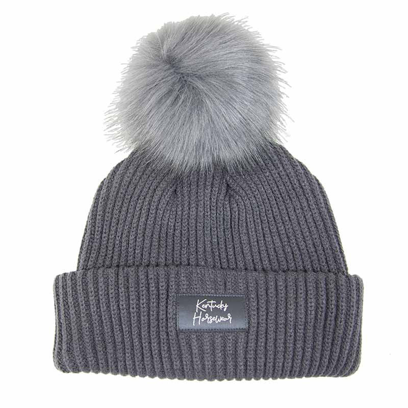 Beanie Hat Pompom Grey