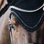 Ear Bonnet Long Stone & Pearl Soundless Black Ear Bonnet Long Stone & Pearl Soundless Black