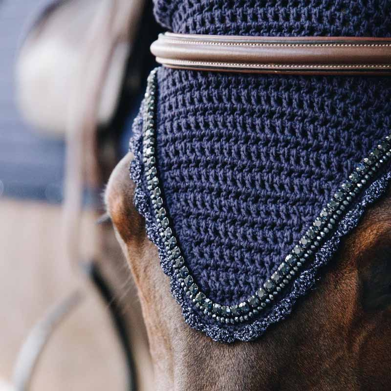 Ear Bonnet Long Stone & Pearl Soundless Dark Navy