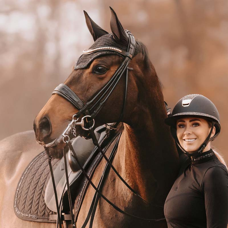 Ear Bonnet Wellington Glitter Stone Black