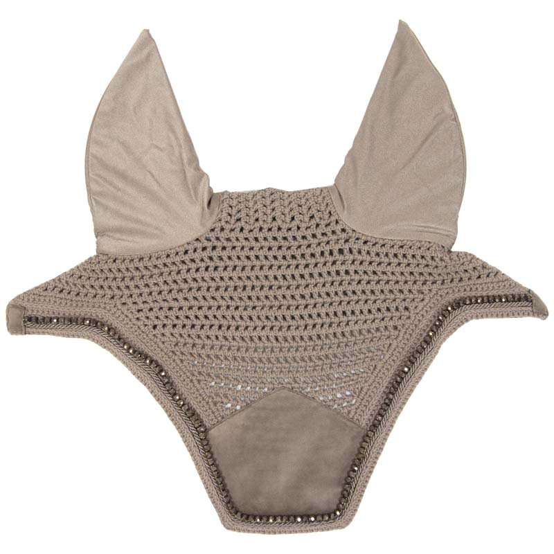 Fly Ear Bonnet Wellington Velvet Pearls Beige