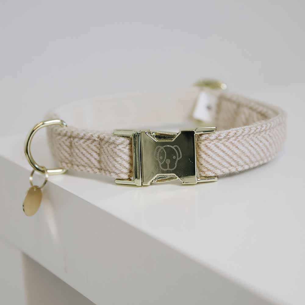 Dog Collar Wool Beige