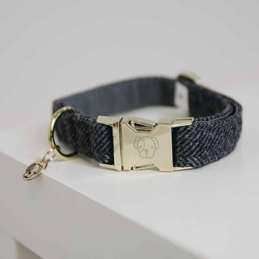 Dog Collar Wool Grey