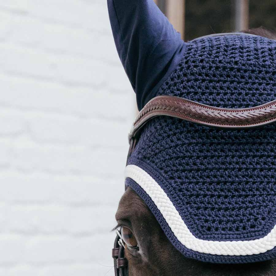 Ear Bonnet Wellington Plaited Cord Navy Blue