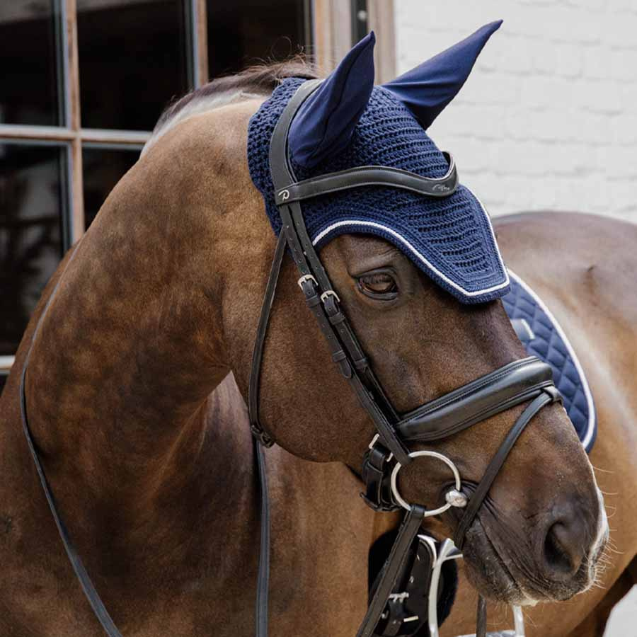 Ear Bonnet Wellington Diamond Rope Navy Blue