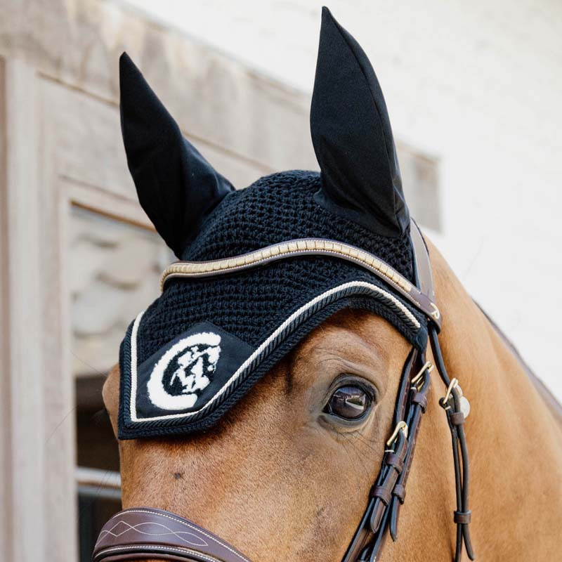 Ear Bonnet Wellington 3D Logo Rope Black