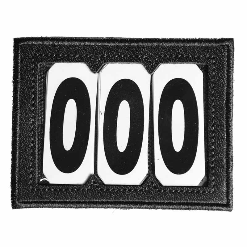 Number tag PVC Velcro 3 Numbers Black