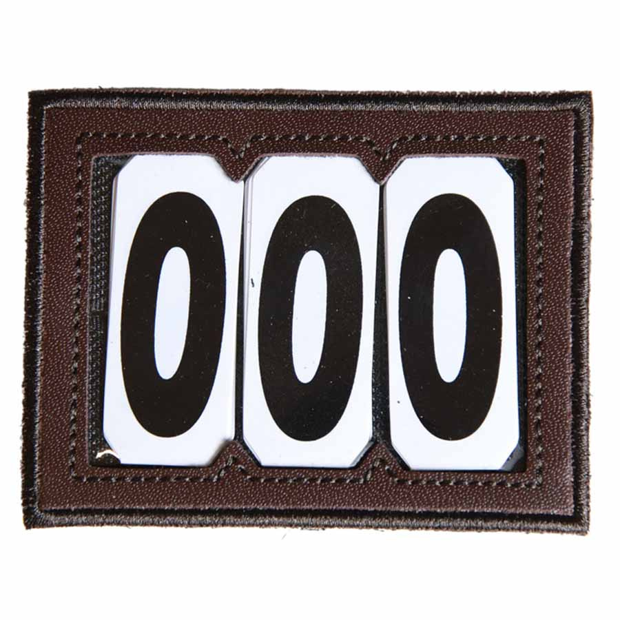 Number tag PVC Velcro 3 Numbers Brown