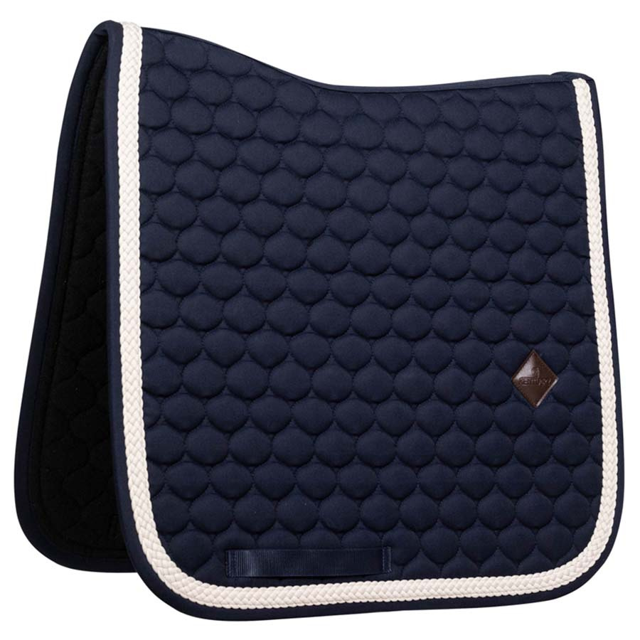 Dressage Saddle Pad Plaited Cord Navy Blue