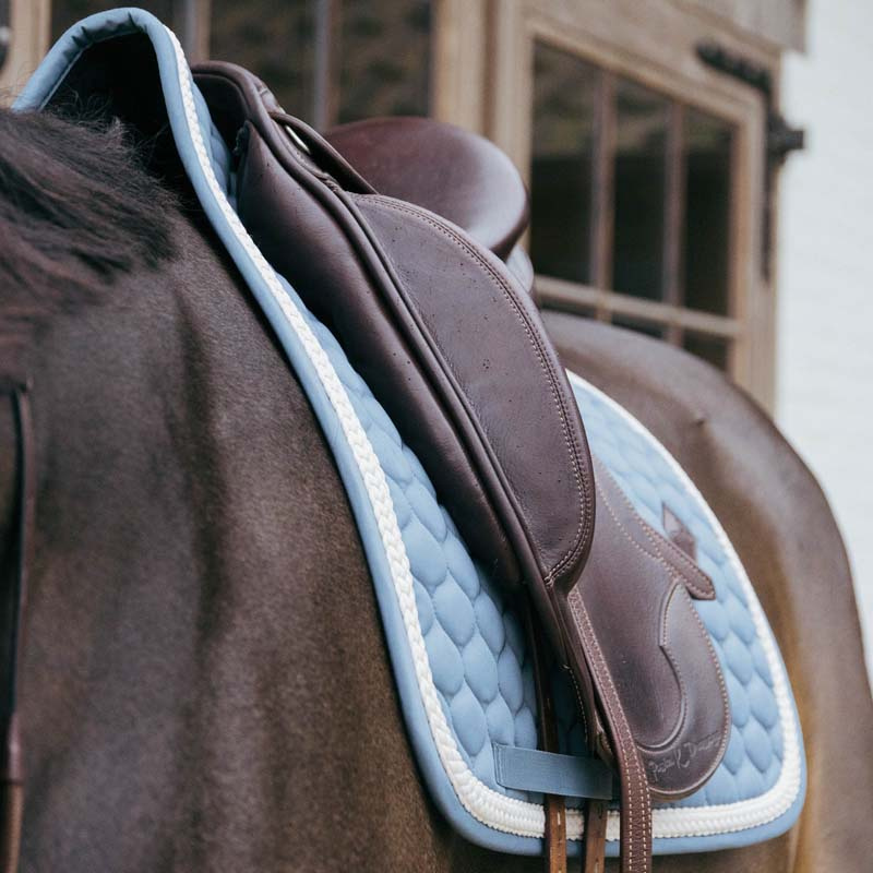 Dressage Saddle Pad Plaited Cord Light Blue