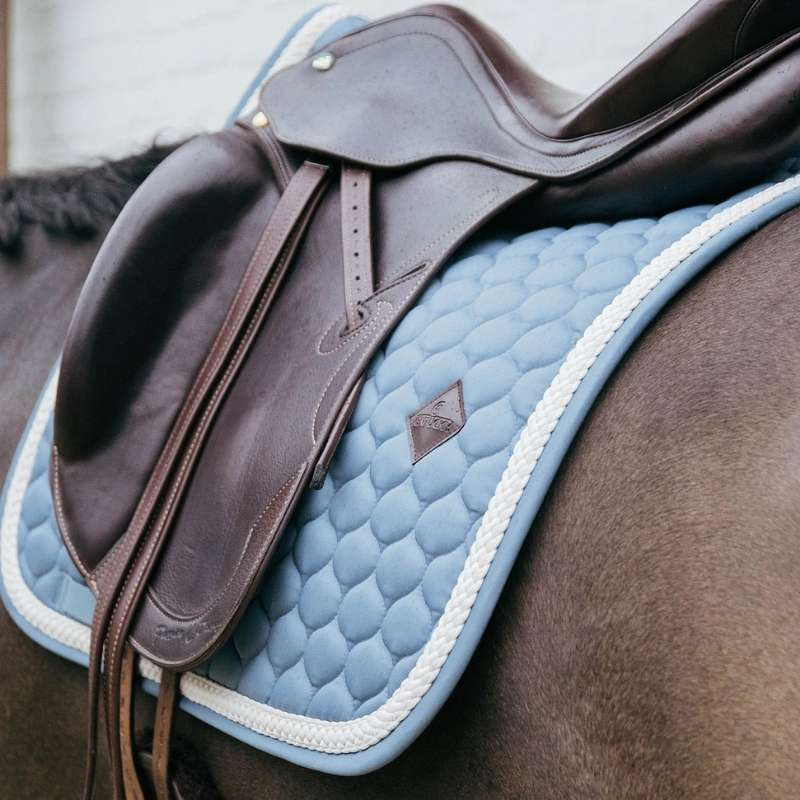 Dressage Saddle Pad Plaited Cord Light Blue
