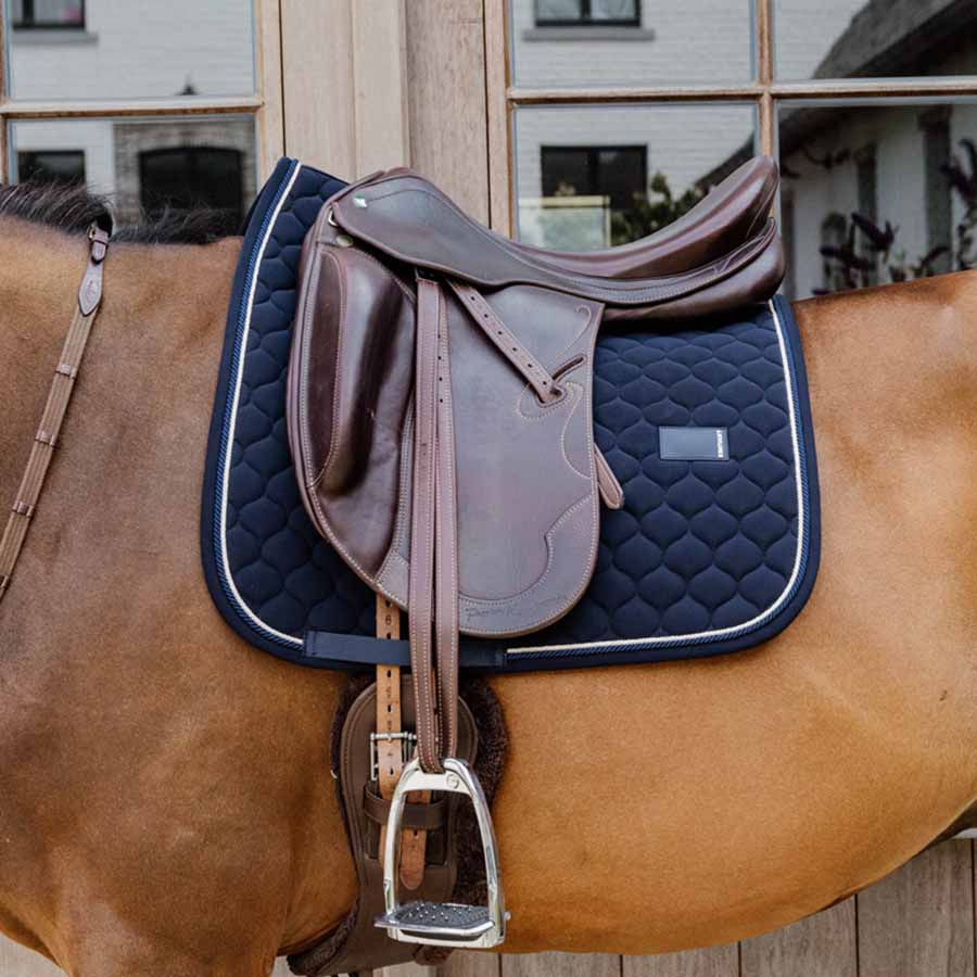 Dressage Saddle Pad Onion Quilt Rubber Logo Navy Blue