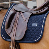 Dressage Saddle Pad Onion Quilt Rubber Logo Navy Blue Dressage Saddle Pad Onion Quilt Rubber Logo Navy Blue