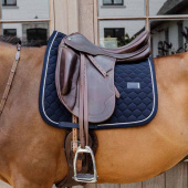 Dressage Saddle Pad Onion Quilt Rubber Logo Navy Blue Dressage Saddle Pad Onion Quilt Rubber Logo Navy Blue