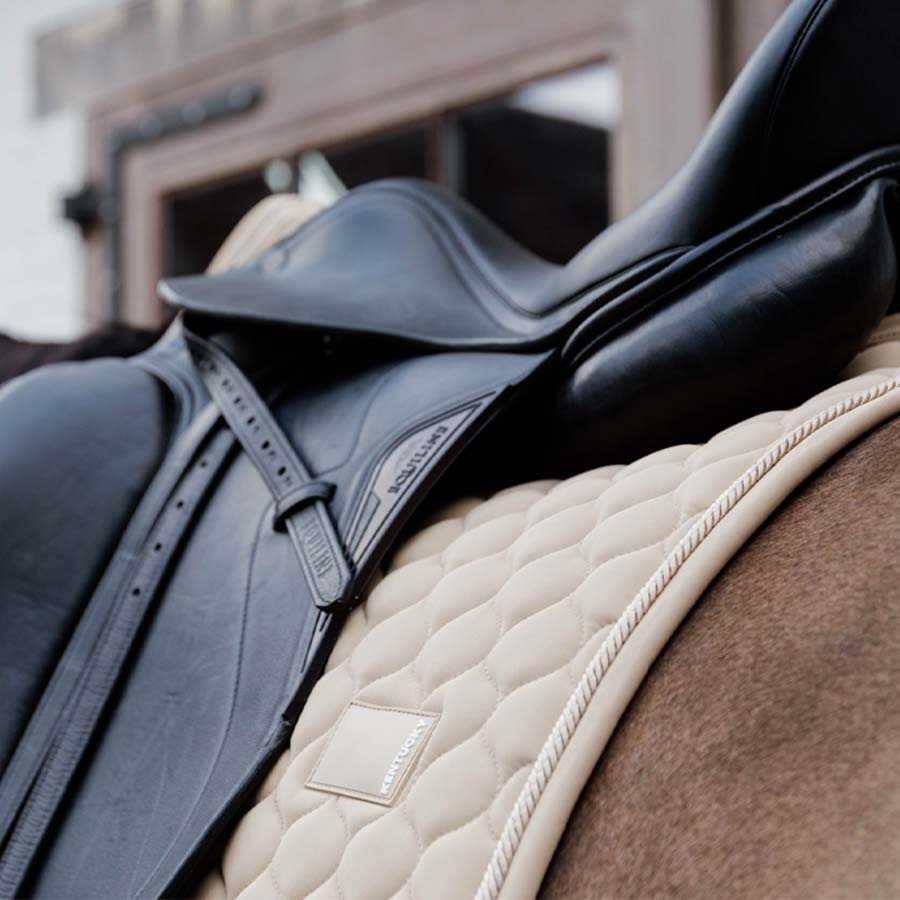 Dressage Saddle Pad Onion Quilt Rubber Logo Beige