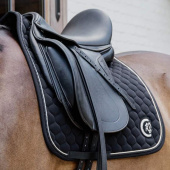 Dressage Saddle Pad Onion Quilt 3D Logo Black Dressage Saddle Pad Onion Quilt 3D Logo Black