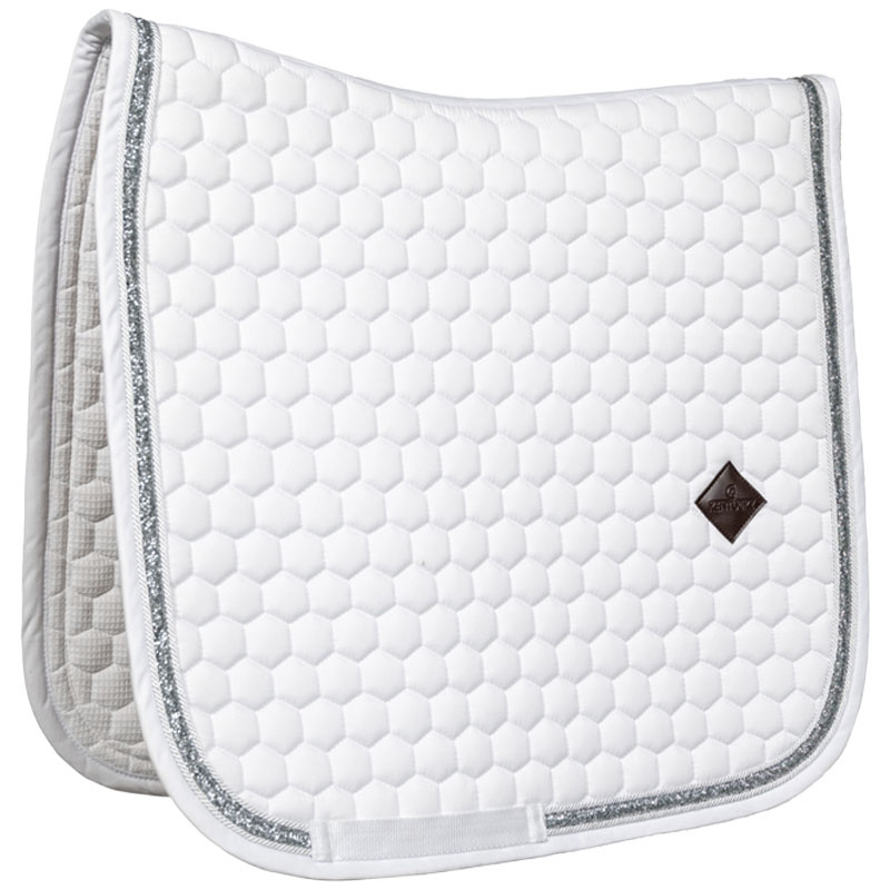 Dressage Saddle Pad Glitter Band White/Silver