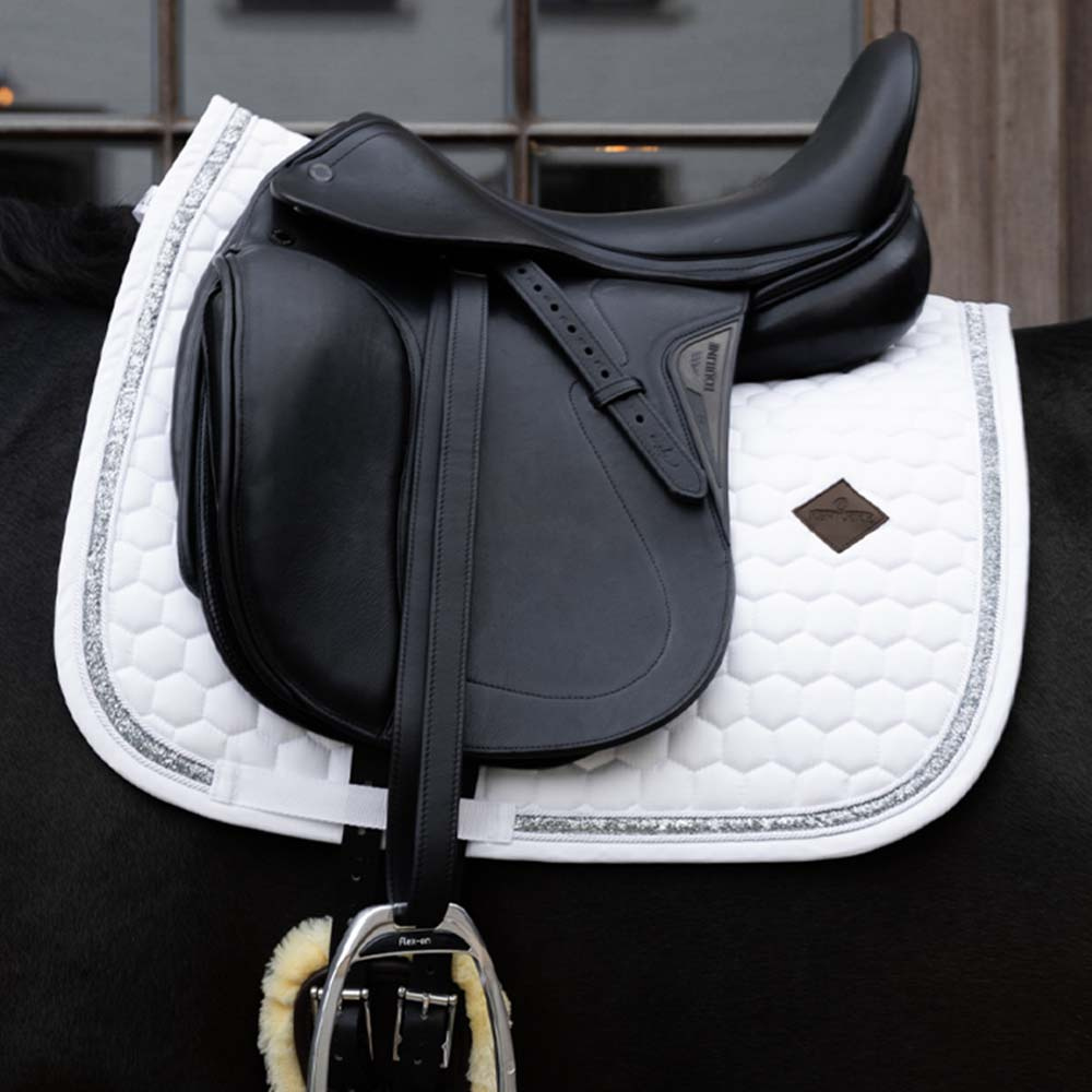 Dressage Saddle Pad Glitter Band White/Silver