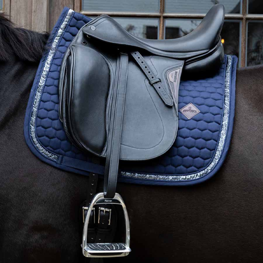 Dressage Saddle Pad Glitter Band Navy Blue