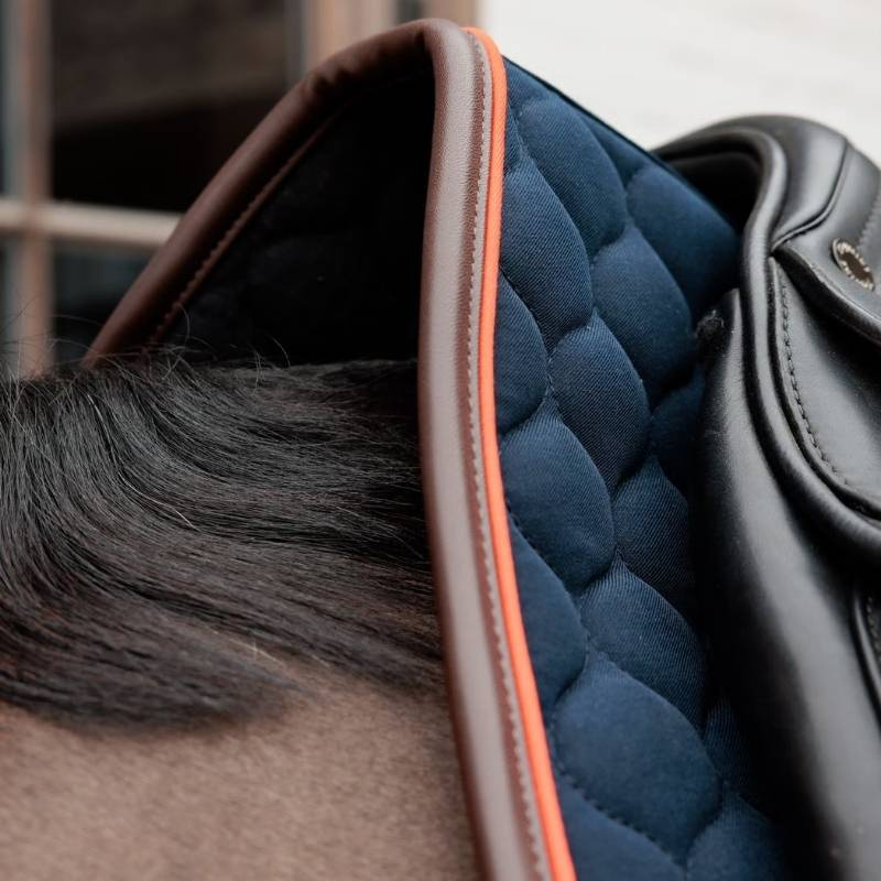 Dressage Saddle Pad Onion Quilt Leather Navy Blue