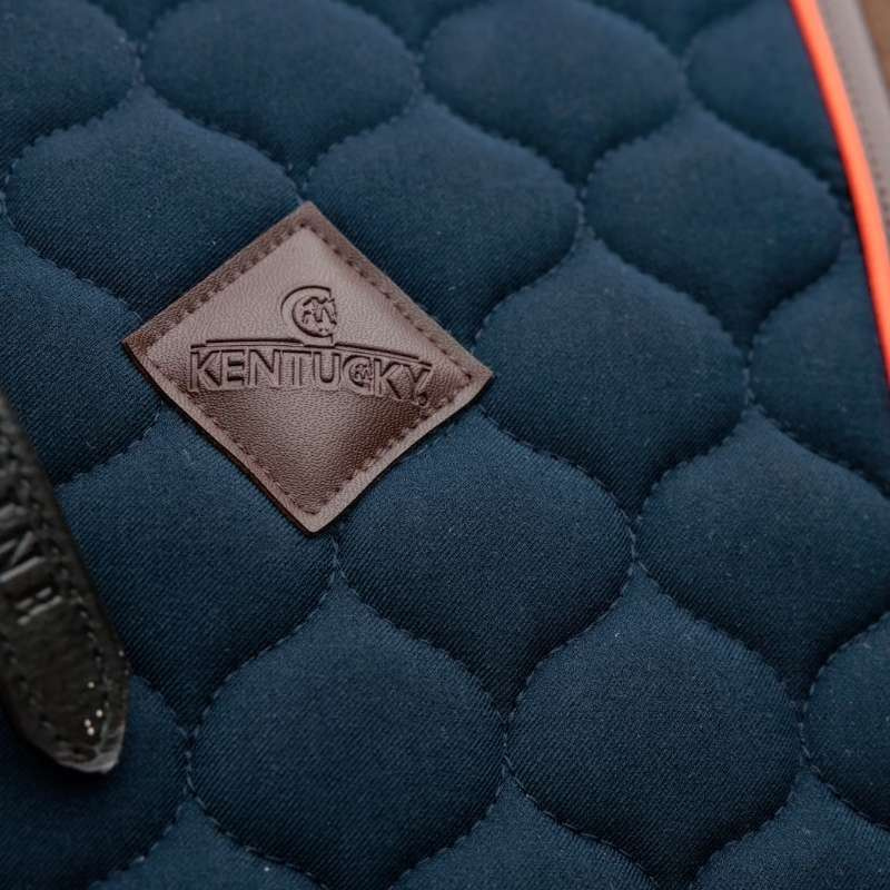 Dressage Saddle Pad Onion Quilt Leather Navy Blue