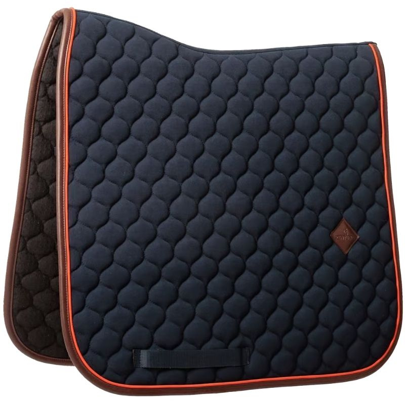Dressage Saddle Pad Onion Quilt Leather Navy Blue