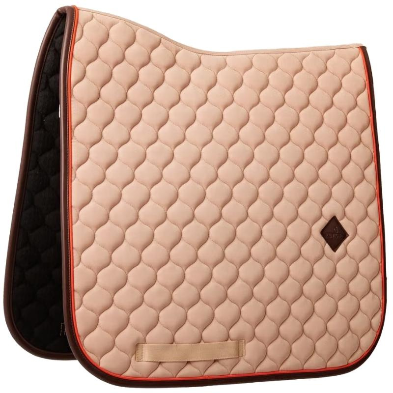 Dressage Saddle Pad Onion Quilt Leather Beige