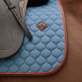 Dressage Saddle Pad Onion Quilt Leather Blue Dressage Saddle Pad Onion Quilt Leather Blue