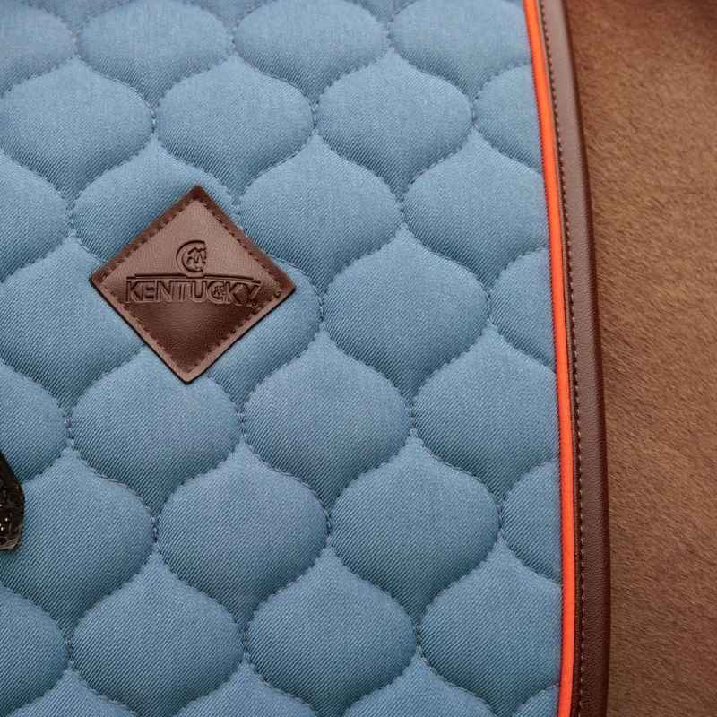 Dressage Saddle Pad Onion Quilt Leather Blue