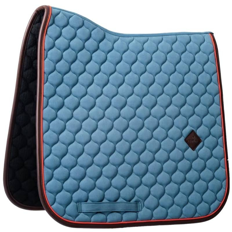 Dressage Saddle Pad Onion Quilt Leather Blue