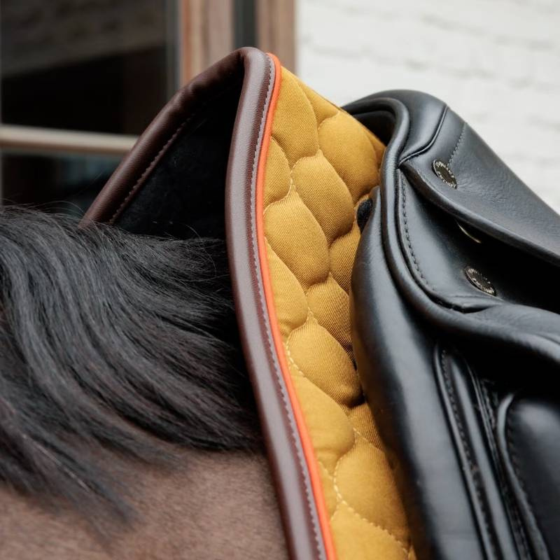Dressage Saddle Pad Onion Quilt Leather Khaki