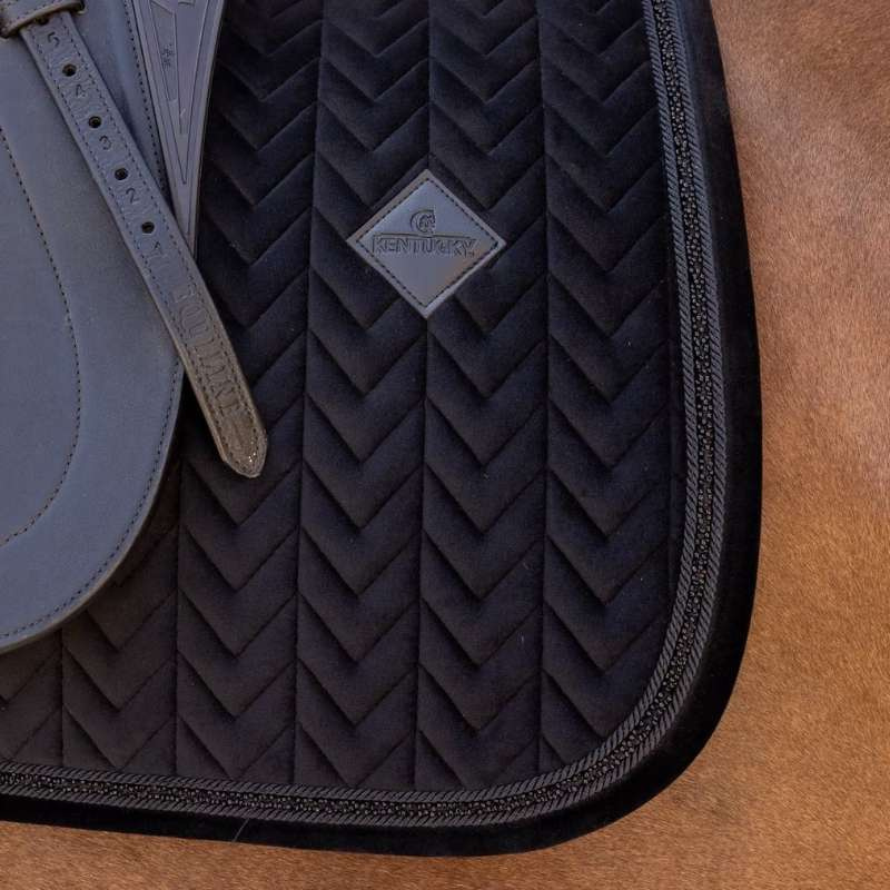 Dressage Saddle Pad Velvet Mini Pearls Black