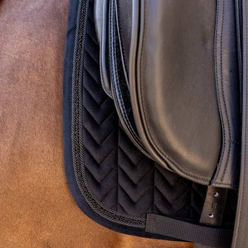 Dressage Saddle Pad Velvet Mini Pearls Black