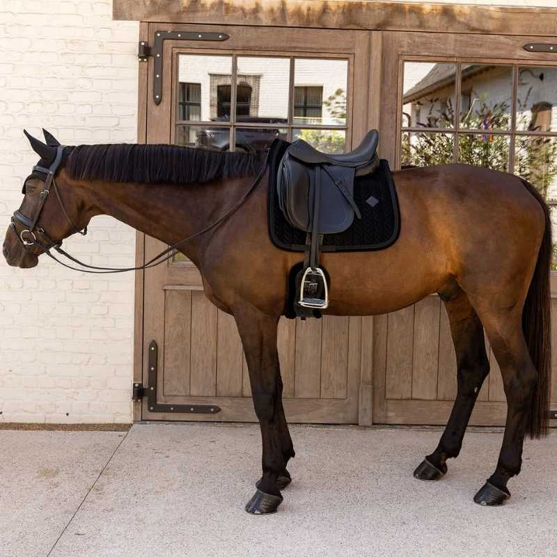 Dressage Saddle Pad Velvet Mini Pearls Black