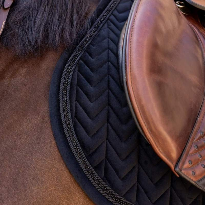 Saddle Pad Velvet Mini Pearls Black