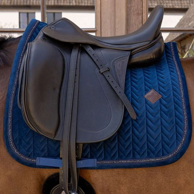 Dressage Saddle Pad Velvet Mini Pearls Navy Blue