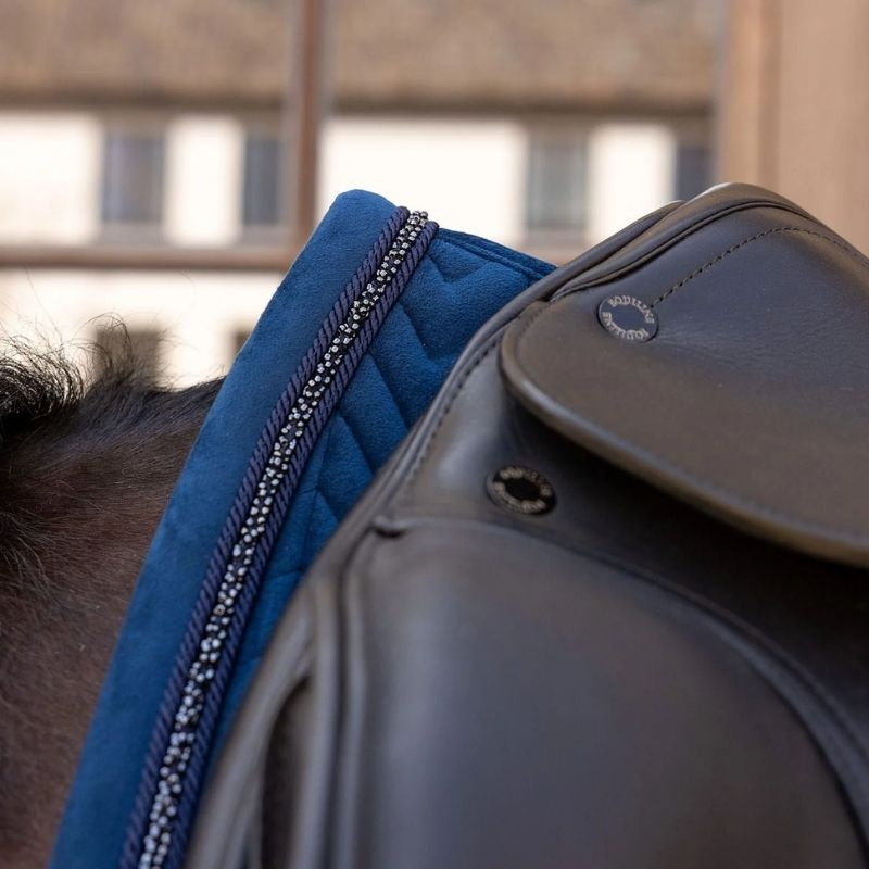 Dressage Saddle Pad Velvet Mini Pearls Navy Blue