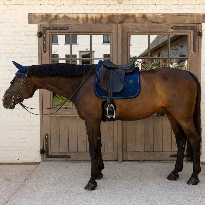Dressage Saddle Pad Velvet Mini Pearls Navy Blue