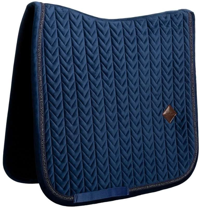 Dressage Saddle Pad Velvet Mini Pearls Navy Blue
