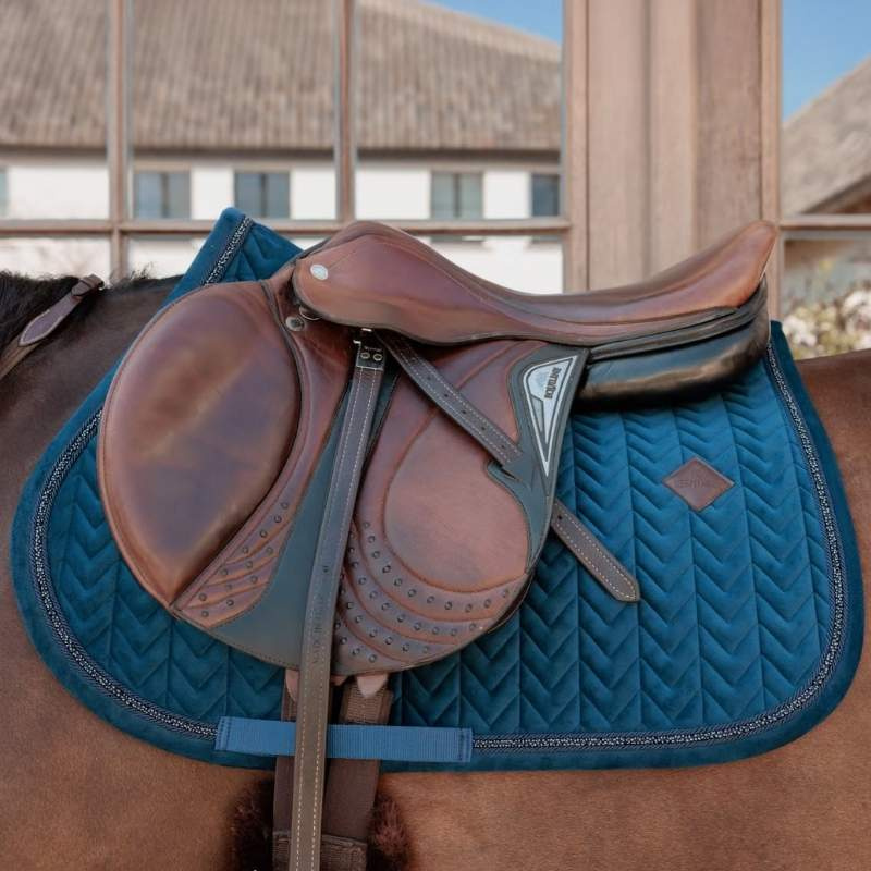 Saddle Pad Velvet Mini Pearls Navy Blue