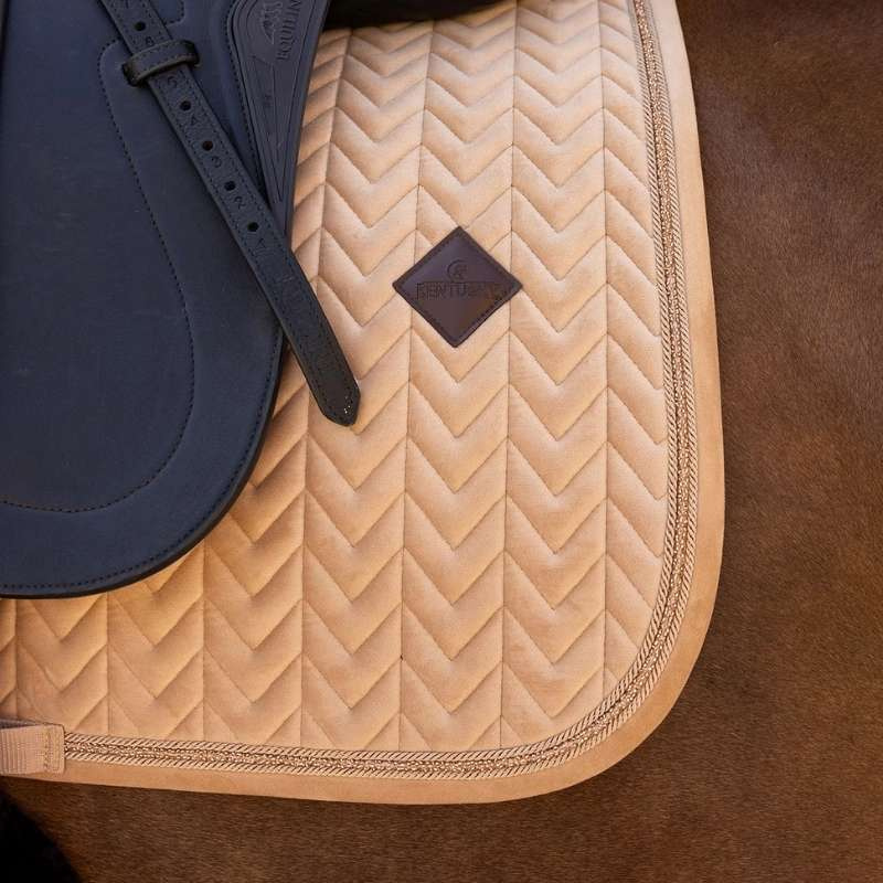 Dressage Saddle Pad Velvet Mini Pearls Beige