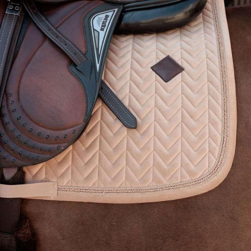Saddle Pad Velvet Mini Pearls Beige