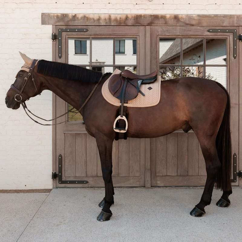 Saddle Pad Velvet Mini Pearls Beige